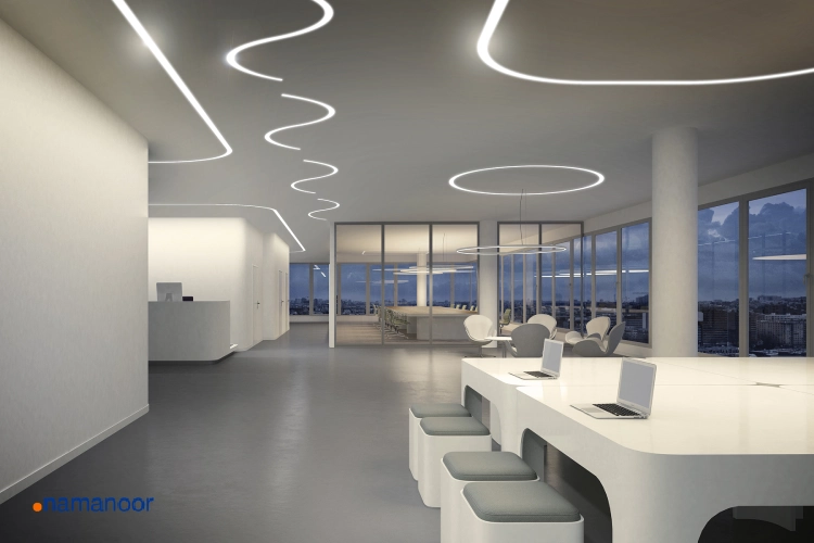 بزرگتر نشان دادن فضا با چراغ خطی